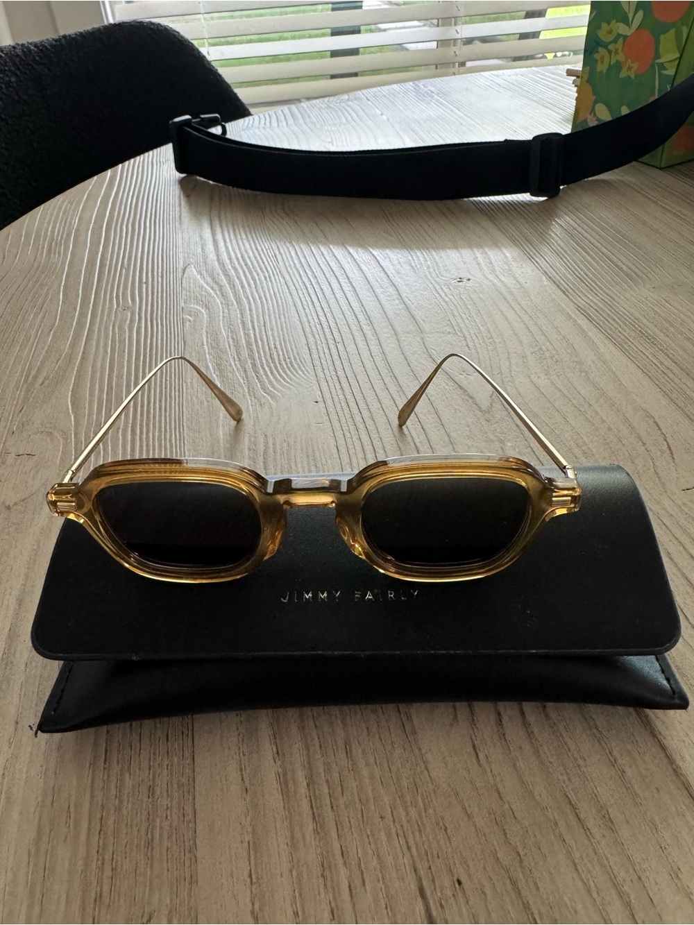 Jimmy Fairly Women's Amber Brown Square Sunglasses - Picture 3 of 4